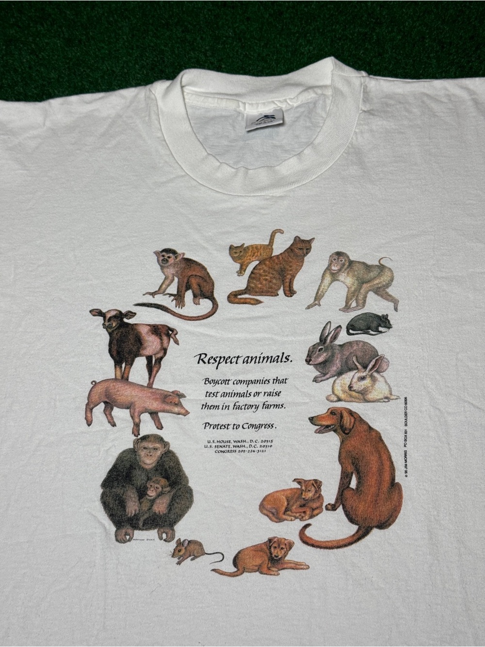 Vintage 90s Respect Animals T-shirt, Vegan Earth Crisis Protest Zoo Endangered L